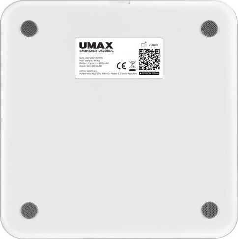 Umax US20HRC Смарт Кантари За Баня 180кг С Анализ На Мазнини Wi-Fi И Bluetooth Бяла