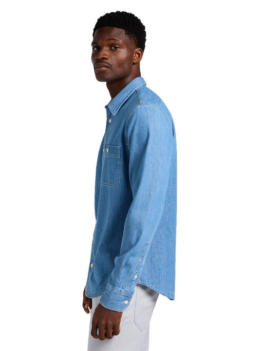 Lee Leesure Men's Shirt Long Sleeve Denim Shasta Blue