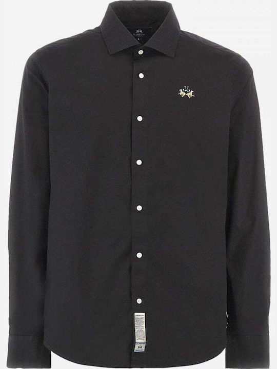 Langärmlig Baumwolle Hemd Black