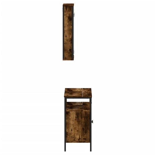 vidaXL Πάγκος με Νιπτήρα & Καθρέπτη Μ42xΒ12xΥ60cm Καπνιστή Δρυς