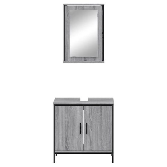 vidaXL Πάγκος με Νιπτήρα & Καθρέπτη Μ42xΒ12xΥ60cm Γκρι