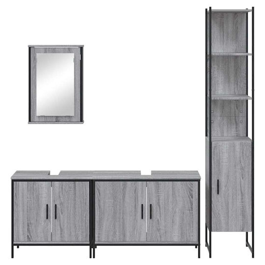 vidaXL Waschtisch mit Waschbecken, Spiegel & Säule L42xB12xH60cm Gray