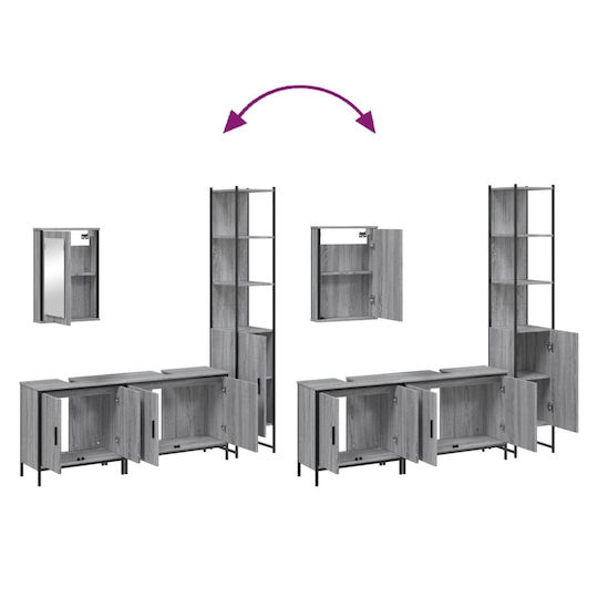 vidaXL Waschtisch mit Waschbecken, Spiegel & Säule L42xB12xH60cm Gray