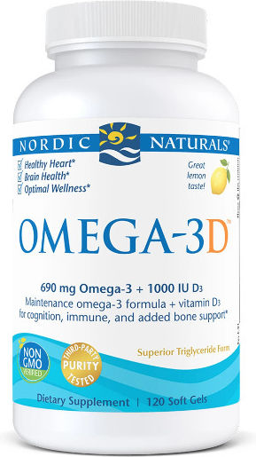 Nordic Naturals Omega-3D Ιχθυέλαιο 690mg 120 μαλακές κάψουλες με γεύση Λεμόνι
