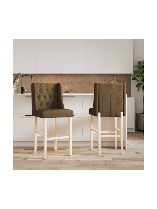 Stool Bar with Backrest Upholstered with Fabric Massif Wood 2pcs