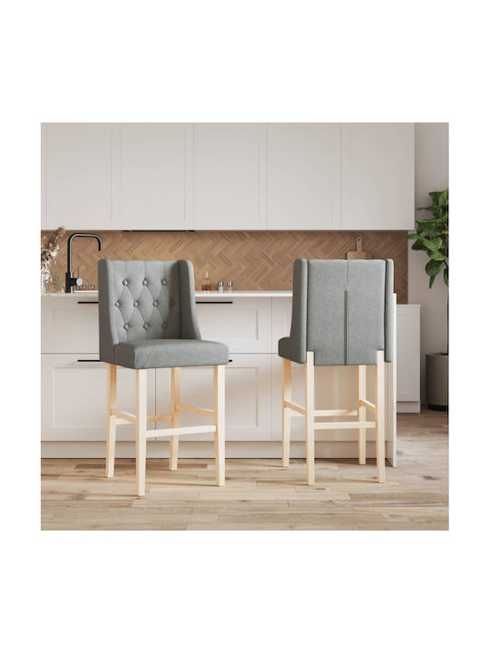 Stool Bar with Backrest Upholstered with Fabric Massif Wood 2pcs