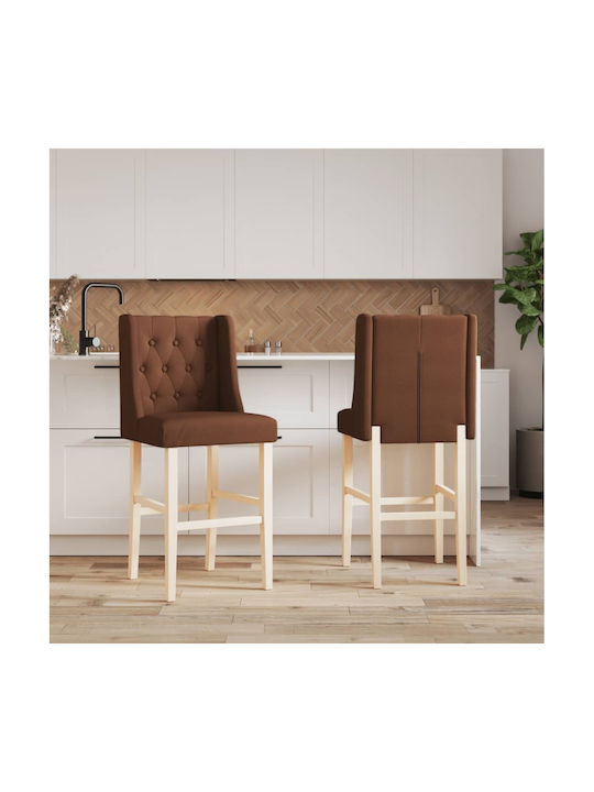 Hocker Bar mit Rückenlehne Gepolstert mit Stoff Massif Wood 2Stück