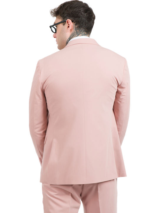 Men's Suit with Vest Pink