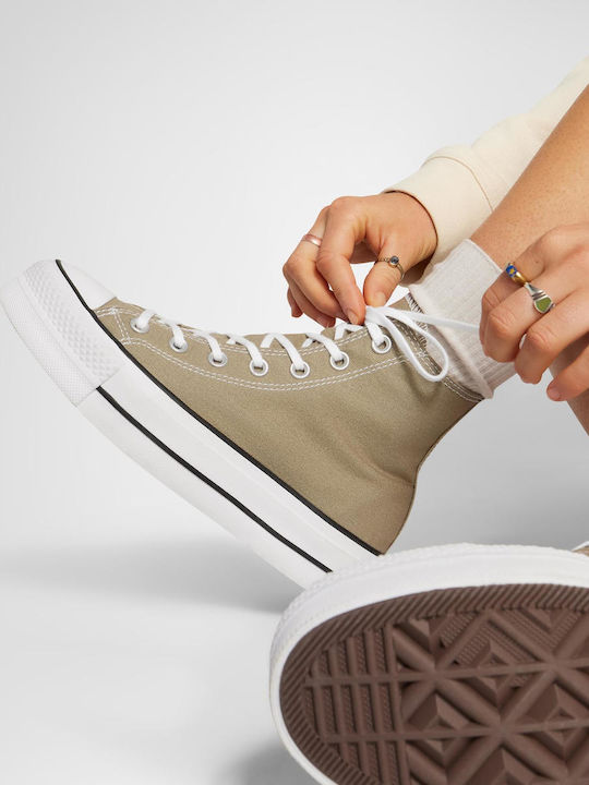 Chuck Taylor All Star Lift Women's Flatforms Boots Mossy Sloth White Black