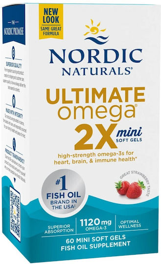 Nordic Naturals Ultimate Omega 2X Mini Рибено масло 1120мг 60 жулими таблетки Ягода