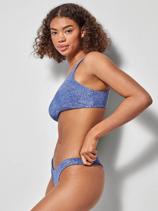Bikini Set One Shoulder Top & Brazil Bottom Blue