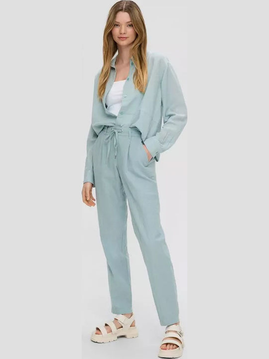 Women's Fabric Trousers Light Blue