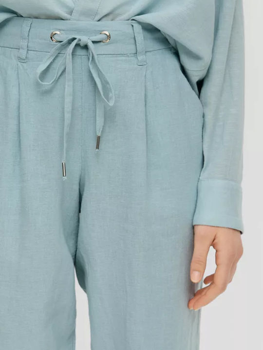 Women's Fabric Trousers Light Blue