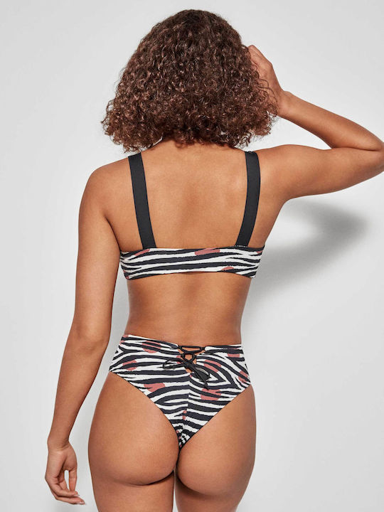 Gisela 2/30132t Bikini Top Μαγιό Διπλής Όψεως Στυλ Μπουστάκι Κορδόνια Μαυρο