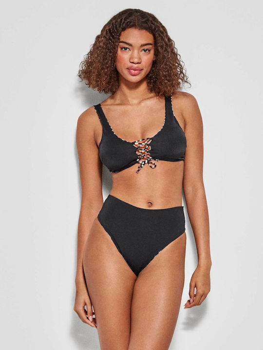 Gisela 2/30132t Bikini Top Μαγιό Διπλής Όψεως Στυλ Μπουστάκι Κορδόνια Μαυρο