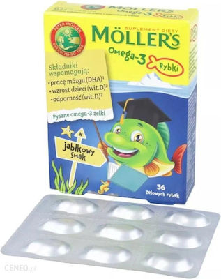 Moller's Omega-3 Potrivit pentru copii 36 bomboane de jeleu Măr