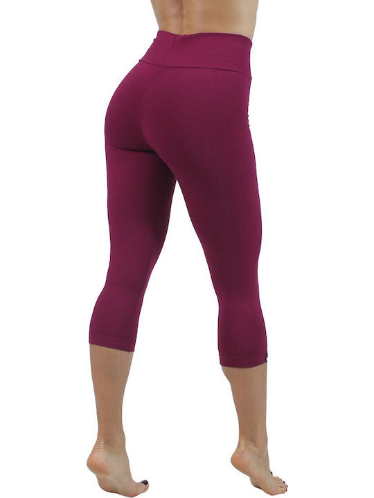 Women's Capri Training Legging High Waisted & Push Up Burgundy