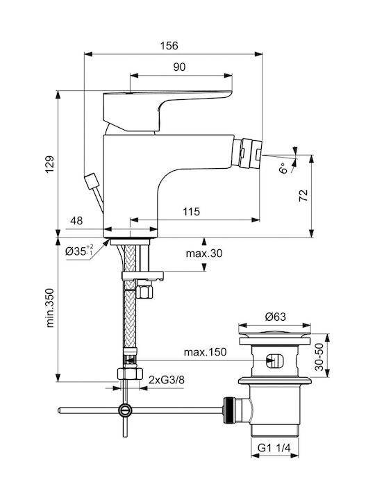 Ideal Standard Ceraplan Iii Μπαταρία Μπιντέ