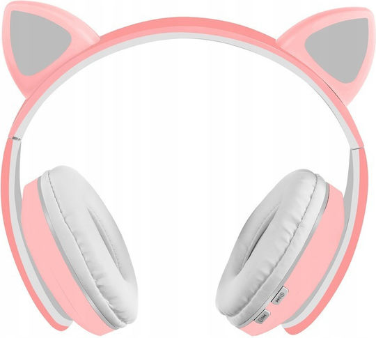 Kitten Ear Bluetooth Wireless On Ear Headphones with 10 hours of Operation Pink