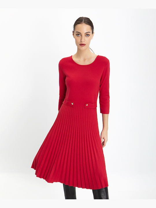 Φόρεμα Πιέτες Κόκκινο Allegra Carmine Κόκκινο