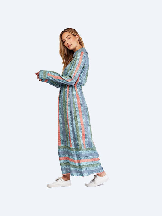 Women's Maxi Dress Striped Pastel Shades Cotton 4920600333325 S