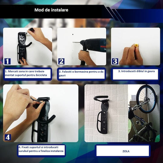 Hanging Bike Rack Zola Bar Protection Suitable All Types Bikes 25.5 Cm X 7 Cm X 13 Cm