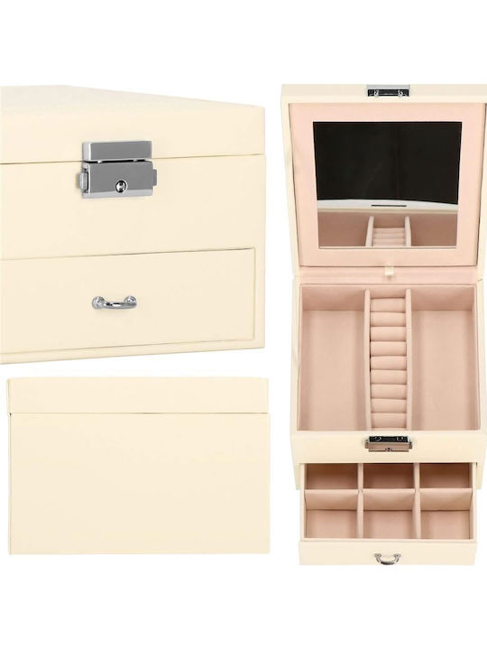Springos Кадифена Кутия За Бижута С Огледало Розова 16x16x11см