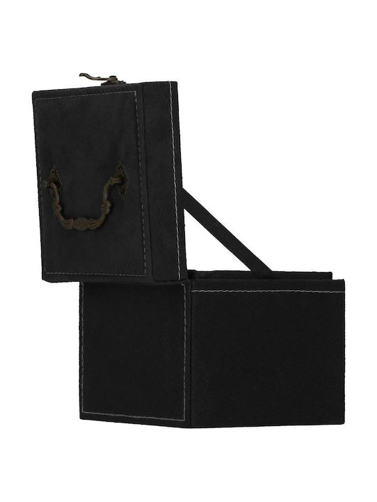 Springos Casetă Pentru Bijuterii Din Catifea Neagră 12x12x12cm