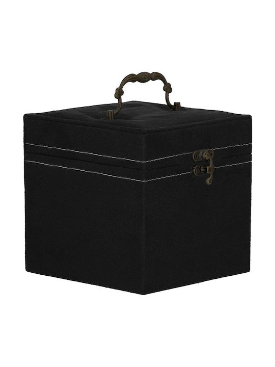 Springos Casetă Pentru Bijuterii Din Catifea Neagră 12x12x12cm
