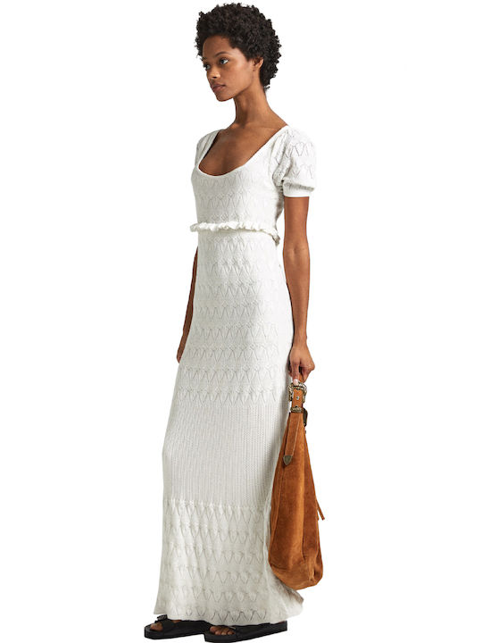 Pepe Jeans Maxi Dress Knitted White