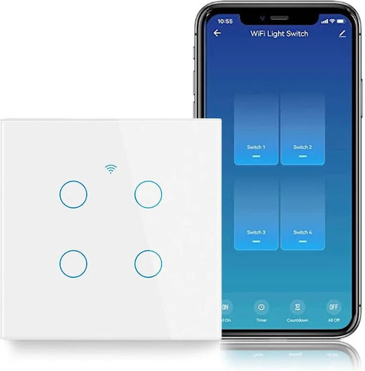 Comutator de Perete Wi-Fi Iluminat Sens unic cu Cadru