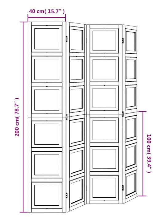 vidaXL Διακοσμητικό Παραβάν Ξύλινο με 4 Φύλλα 140x200cm
