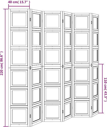 vidaXL Decorative Room Divider Wooden with 6 Panels 210x220cm