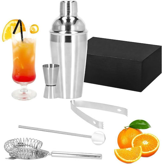 Bartender Kit Cocktail Shaker Stainless Steel 5-piece Set 550 Ml Springos