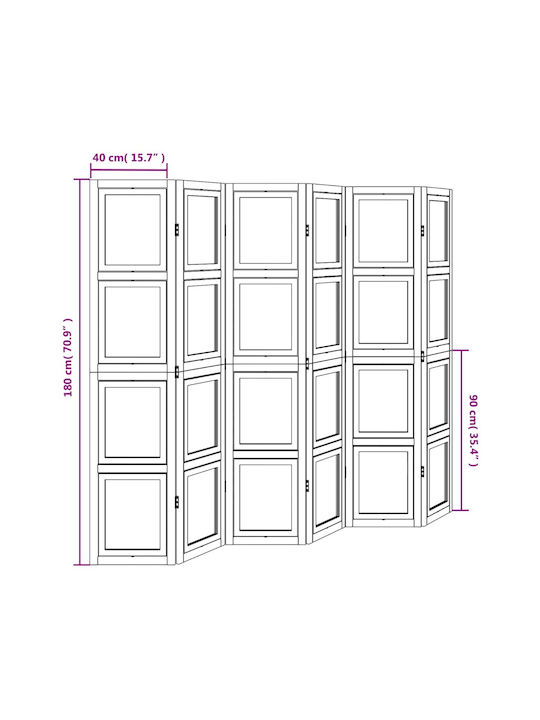 vidaXL Dekorativer Raumteiler Hölzernes mit 6 Paneelen 210x180cm