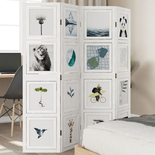 vidaXL Decorative Room Divider Wooden with 4 Panels 140x160cm