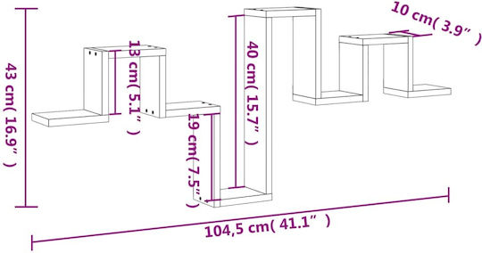 Grey Sonoma Wall Shelf 104.5x10x43cm
