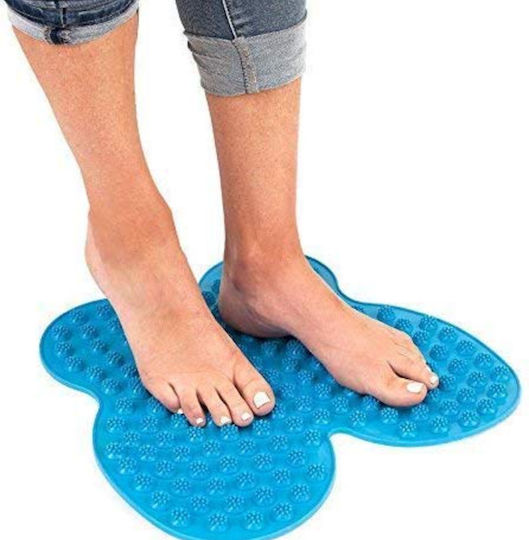 Rutschfeste Duschmatte Fuß Füße mit Saugnäpfen Blau 35x36εκ.