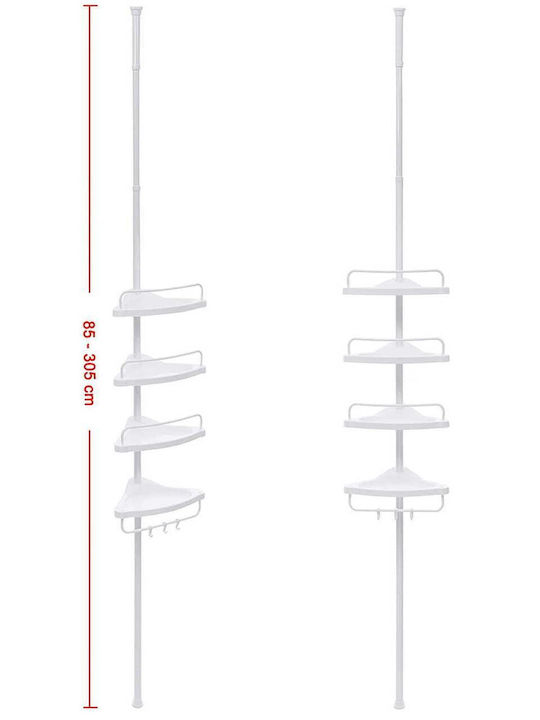 Vasagle Floor Bathroom Shelf Metallic with 4 Shelves 25x25x35cm White