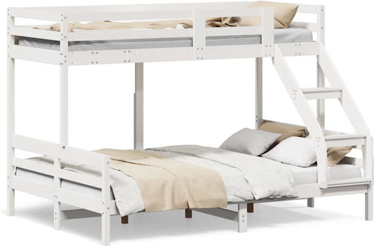 Kids Bed Bunk Semi Double White for Mattress 140x200cm