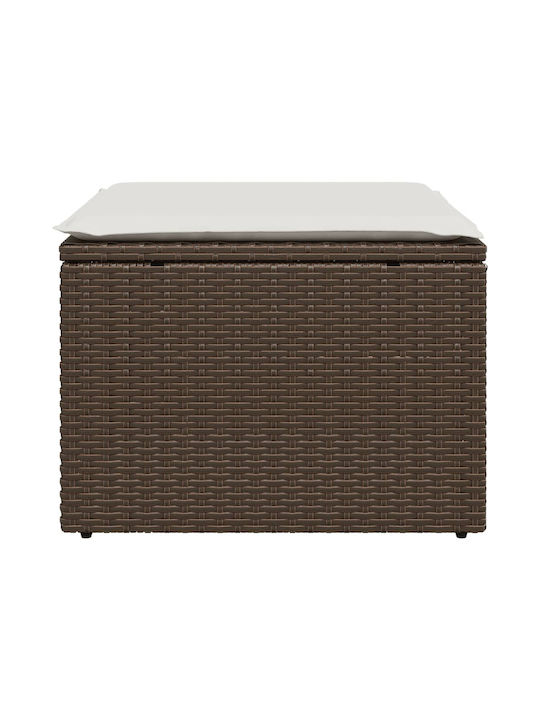 Gartenhocker Würfel Außeneinsatz Rattan mit Braunen Kissen 55x55x37cm