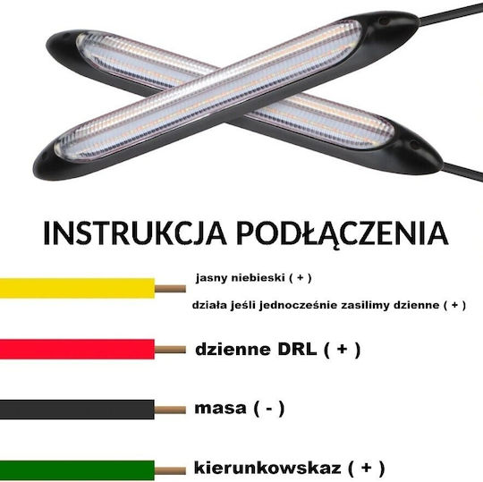Ορθογώνιο Φως Ημέρας Αυτοκινήτου LED Ford Flex Volkswagen Up 23cm με Λευκό Φωτισμό 1τμχ