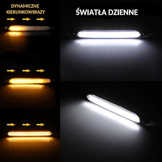 Ορθογώνιο Φως Ημέρας Αυτοκινήτου LED Ford Flex Volkswagen Up 23cm με Λευκό Φωτισμό 1τμχ