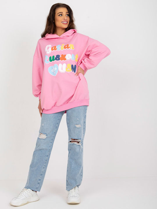 Fancy Women's Long Hooded Sweatshirt Pink