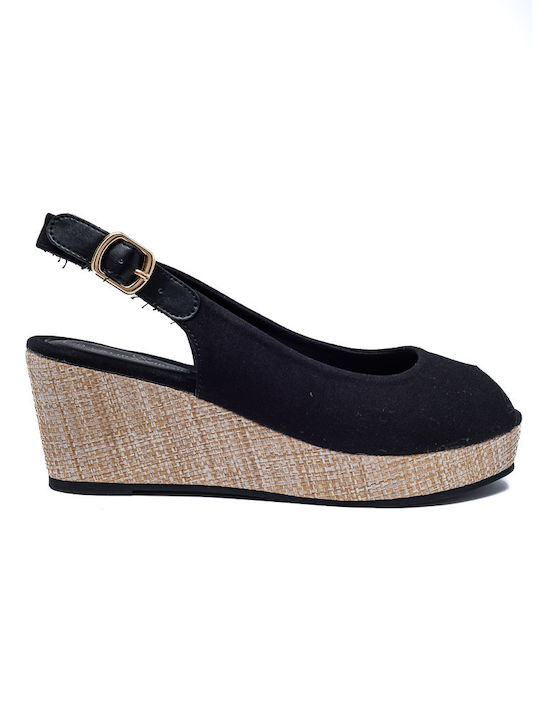 Women's Peep Toe Platforms Black