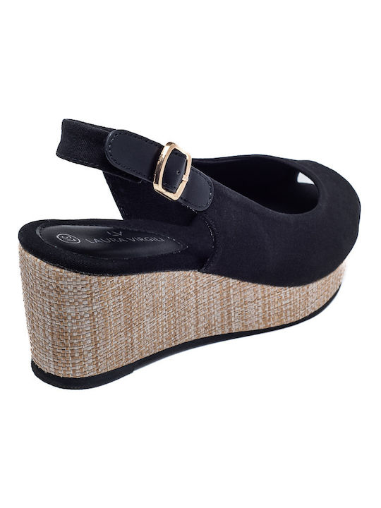 Women's Peep Toe Platforms Black