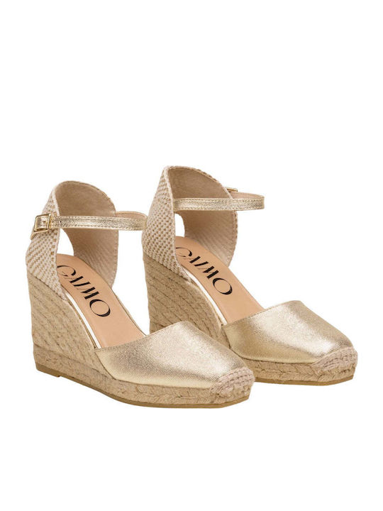 Platforme Dama În Stil Espadrile Aurii