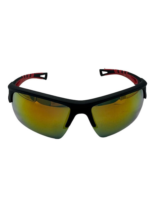 V-store Sunglasses with Black Plastic Frame and Multicolour Mirror Lens 5366-02