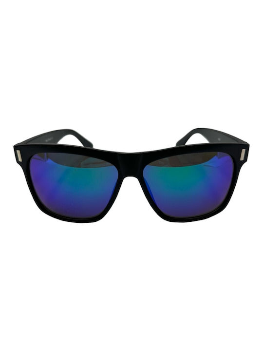 V-store Sunglasses with Black Plastic Frame and Blue Mirror Lens 9656-04