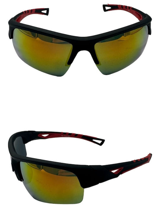 V-store Unisex Sunglasses with Black Plastic Frame and Multicolour Mirror Lens